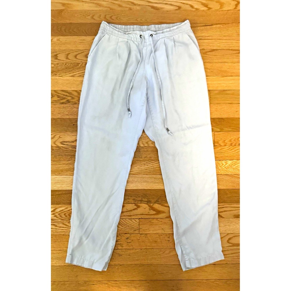 Lands' End Women's soft lightgrey Lyocell Straight Leg Pants Mid Rise Drawstring